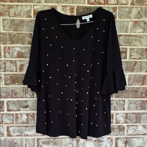 Stem & Vine Black Pearl Buttons Boho Blouse